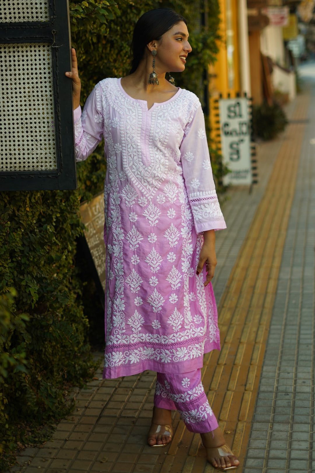 Chanderi Silk Chikankari Kurta-Pant Set