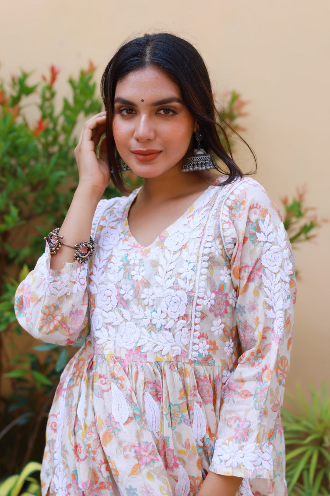 Muslin Chikankari Floral Co-Ord Set