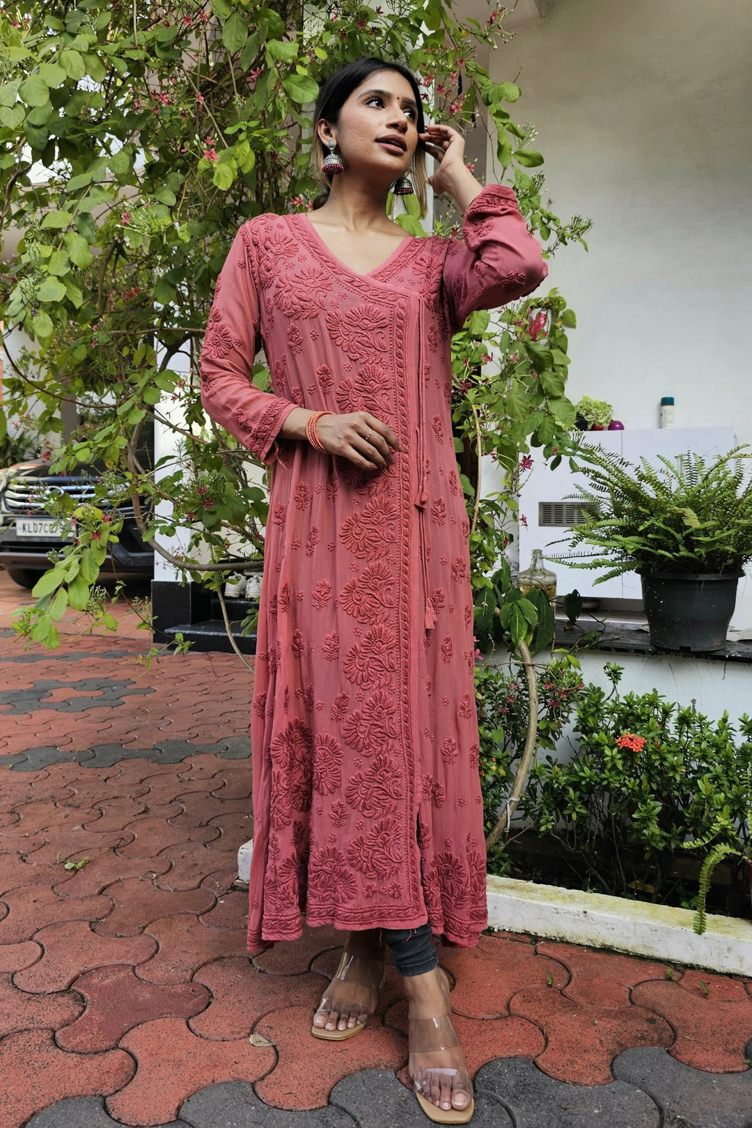 Viscose Georgette Chikankari Angarkha