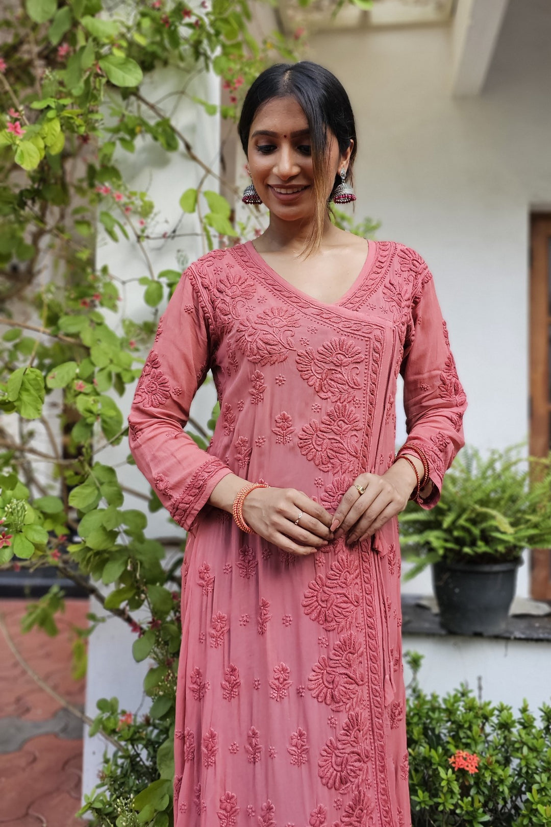 Viscose Georgette Chikankari Angarkha