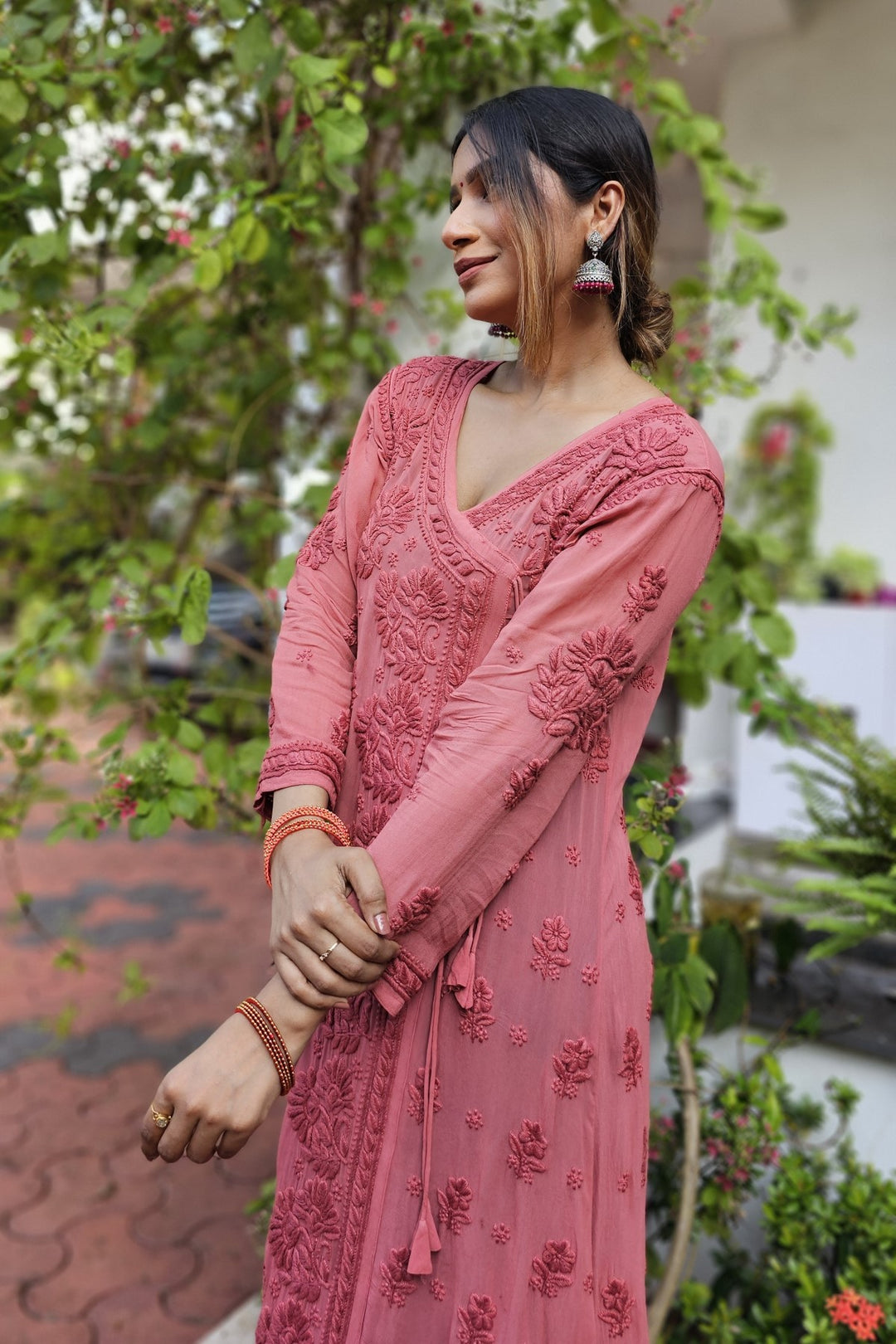 Viscose Georgette Chikankari Angarkha