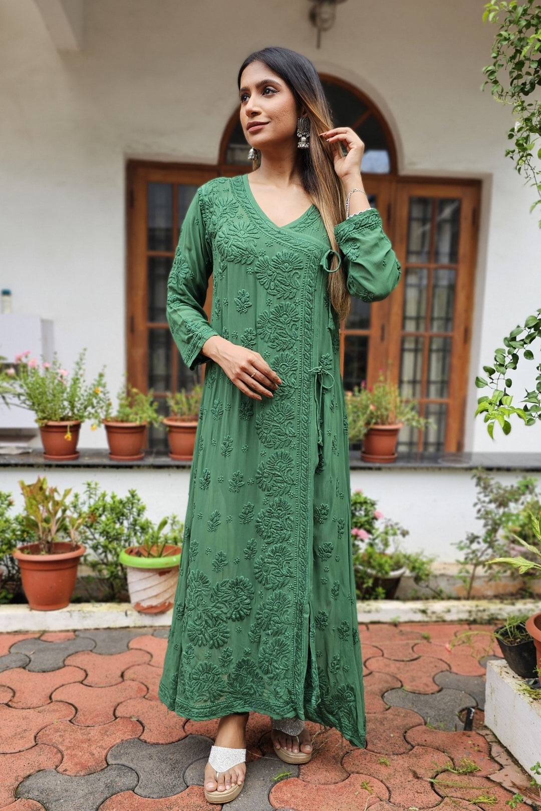 Viscose Georgette Chikankari Angarkha