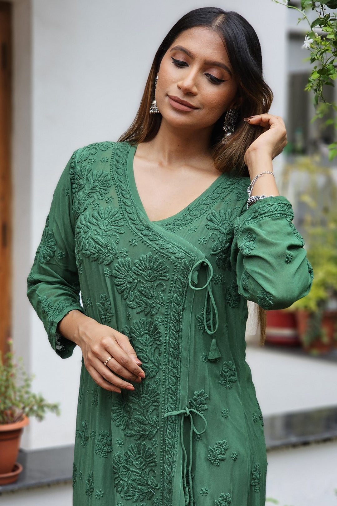 Viscose Georgette Chikankari Angarkha