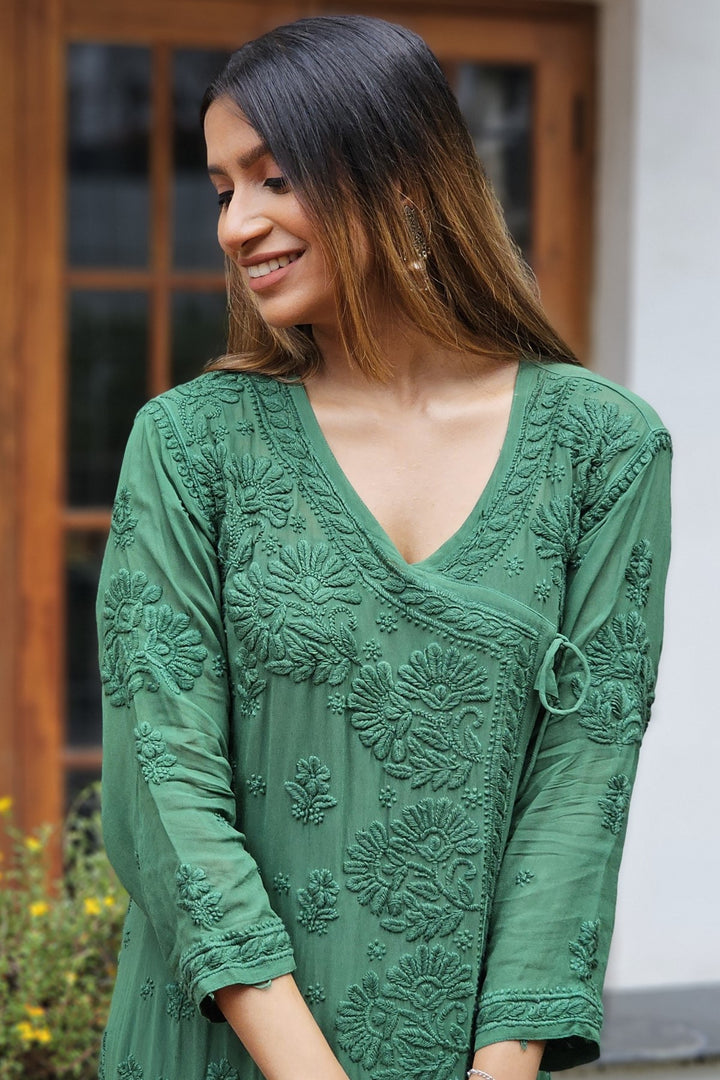 Viscose Georgette Chikankari Angarkha