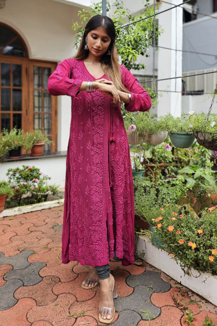 Viscose Georgette Chikankari Angarkha