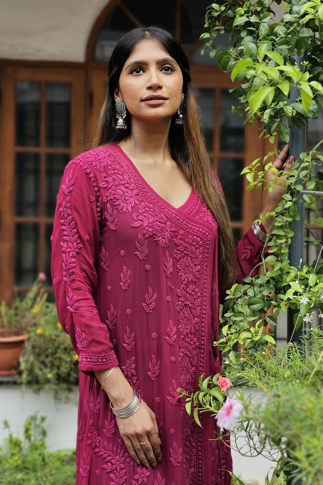 Viscose Georgette Chikankari Angarkha