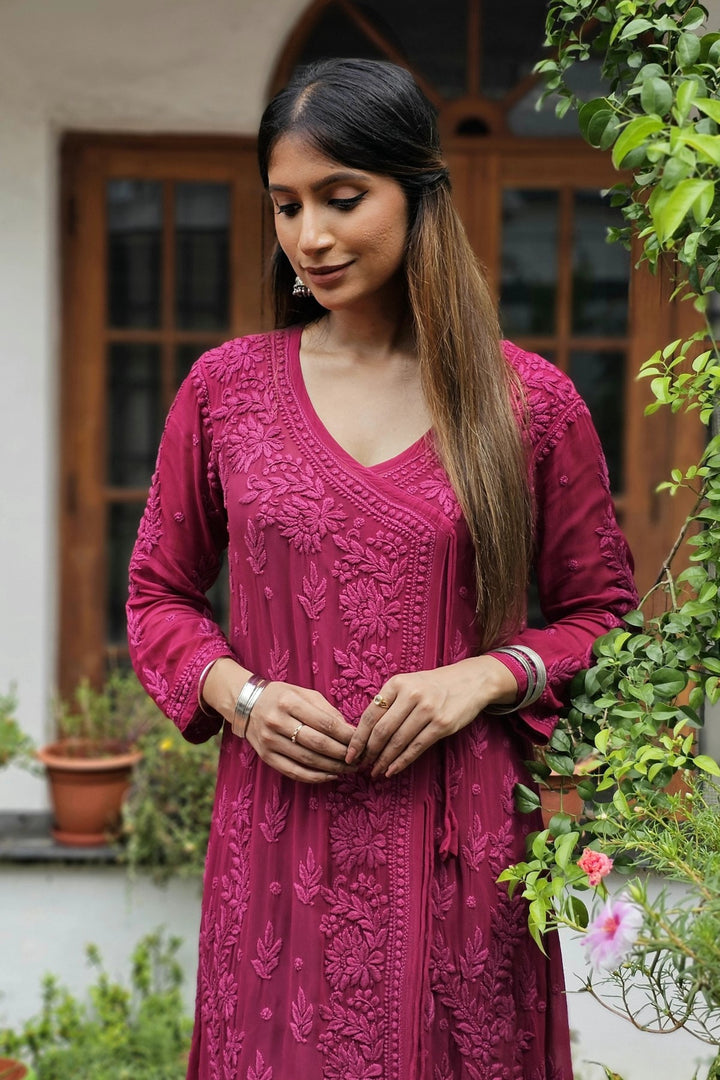 Viscose Georgette Chikankari Angarkha